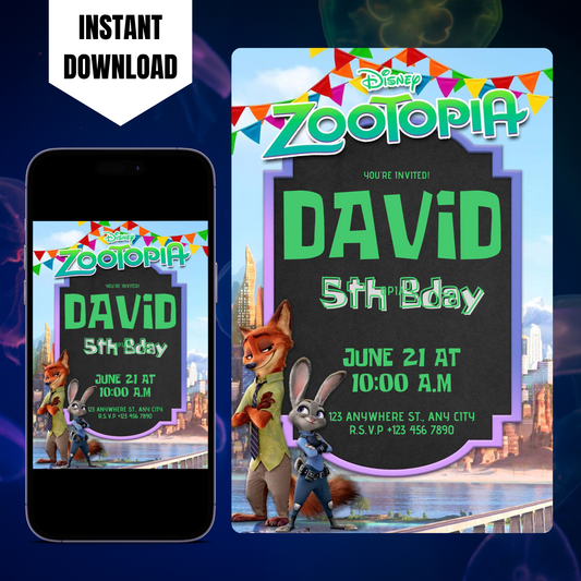 Zootopia Birthday Invitation Template