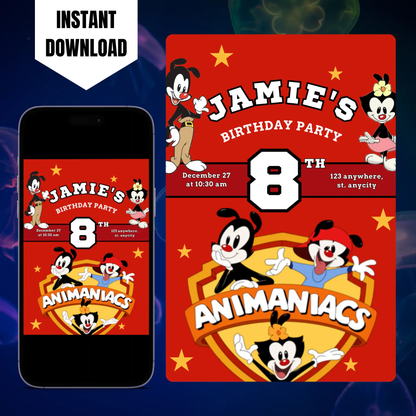 Animaniacs Birthday Invitation Template CreativeRino