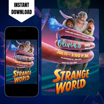 Strange World Birthday Invitation Template CreativeRino