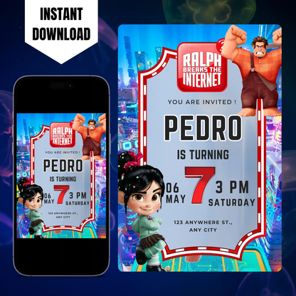 Ralph Break the Internet Birthday Invitation Template CreativeRino