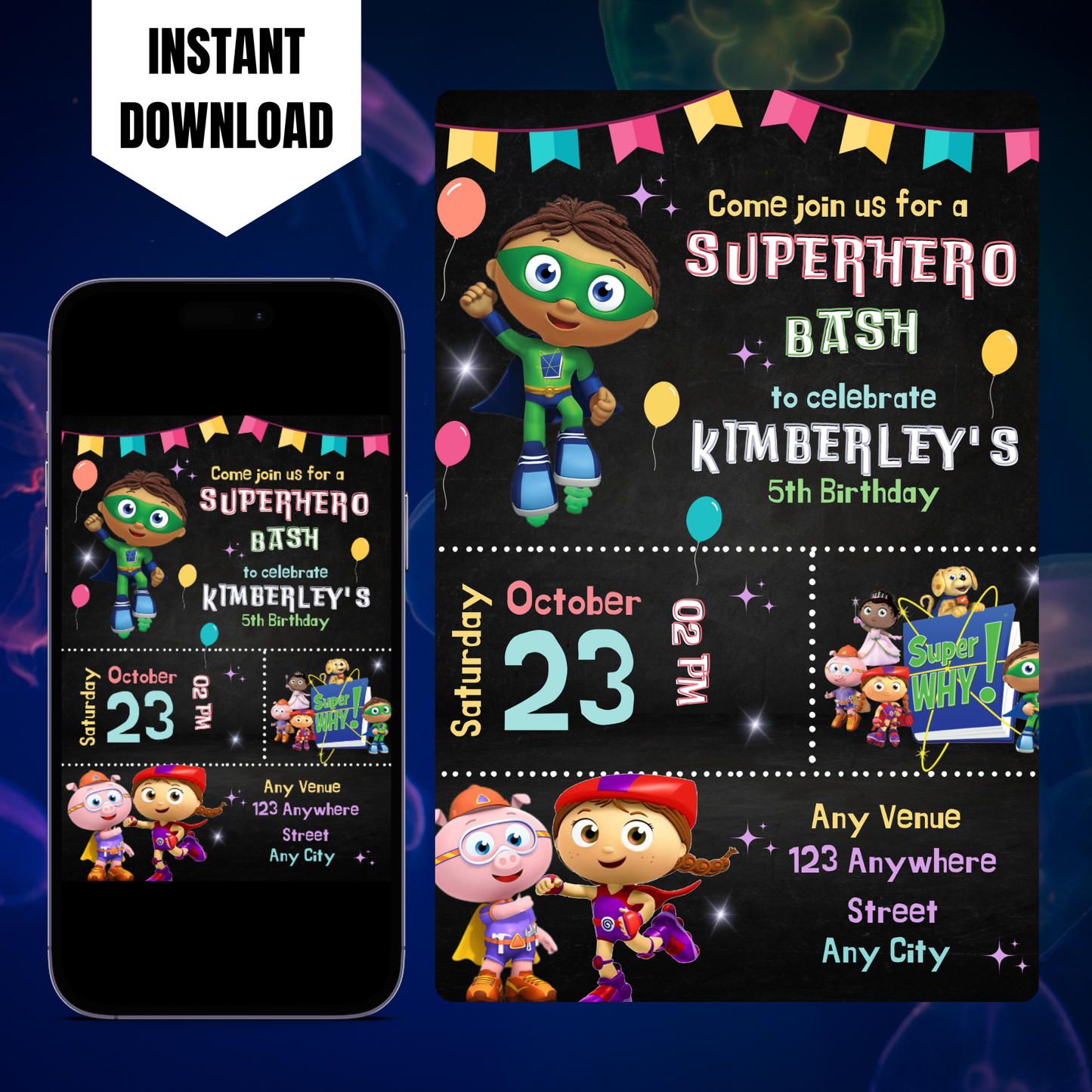 Super Why Birthday Invitation Template