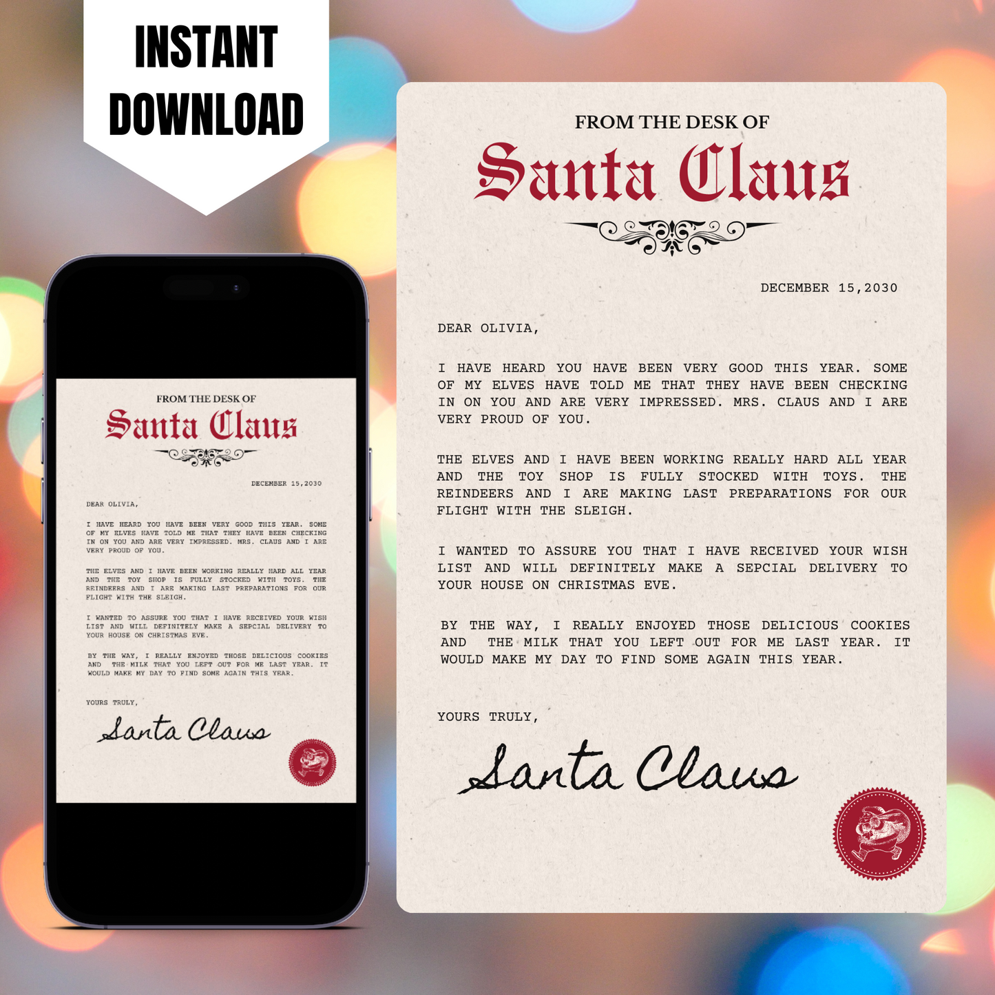 Letter from Santa Claus Christmas Template