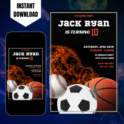 Sports Birthday Invitation Template CreativeRino