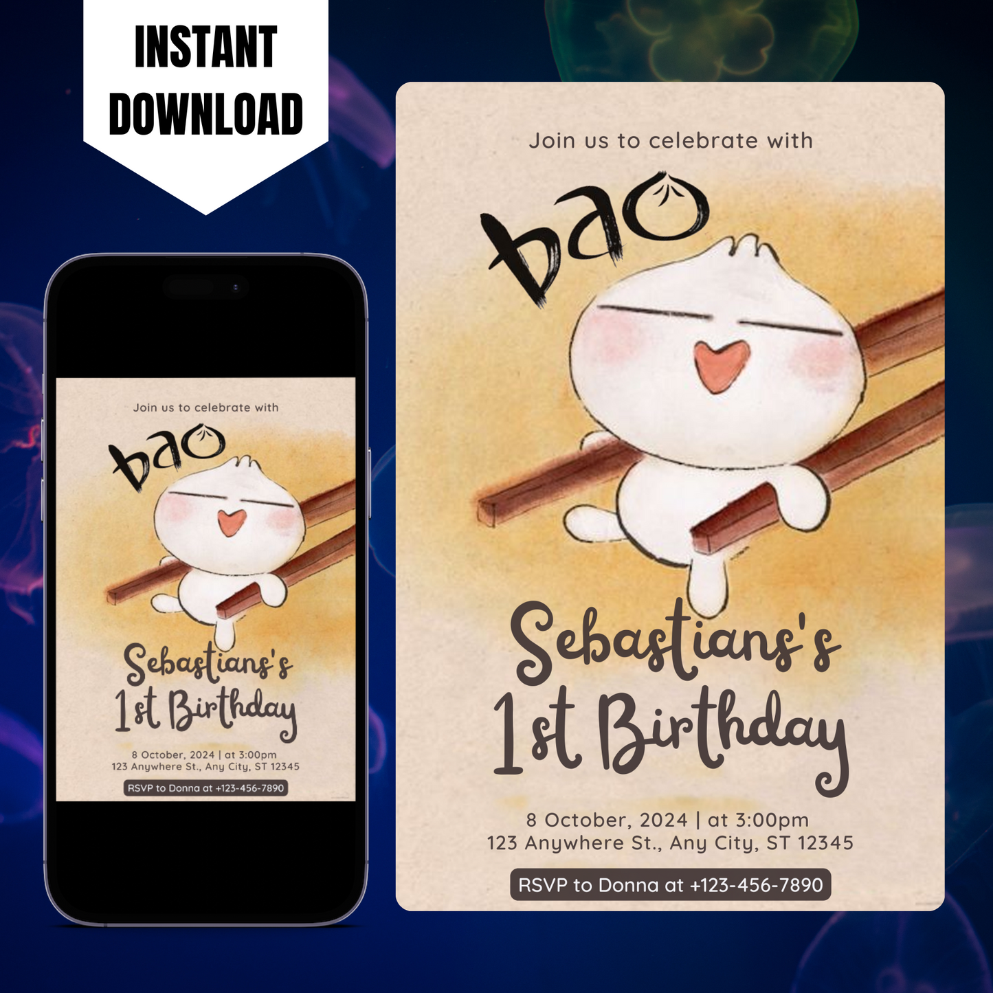 Bao Birthday Invitation Template