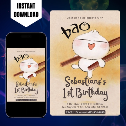 Bao Birthday Invitation Template CreativeRino