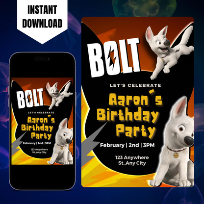 Bolt Birthday Invitation Template CreativeRino
