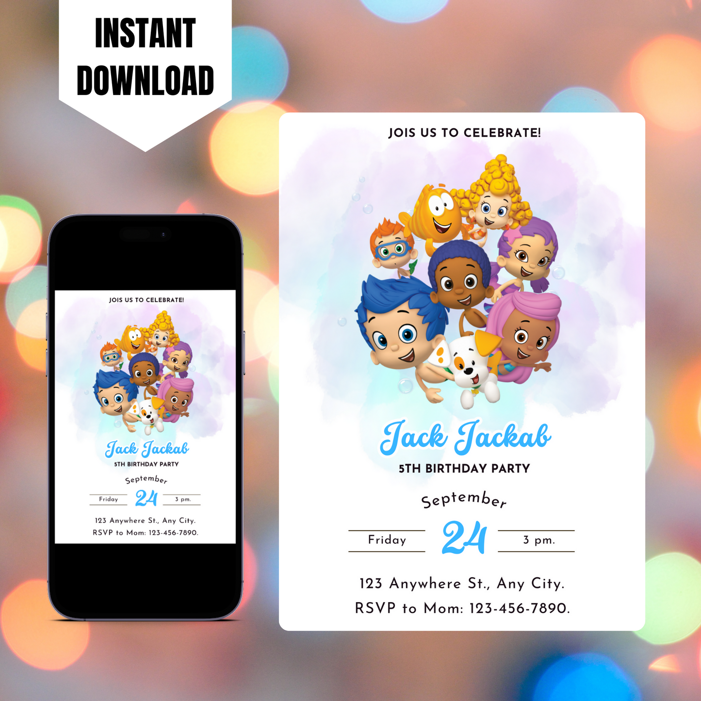 Bubble Guppies Birthday Invitation Template