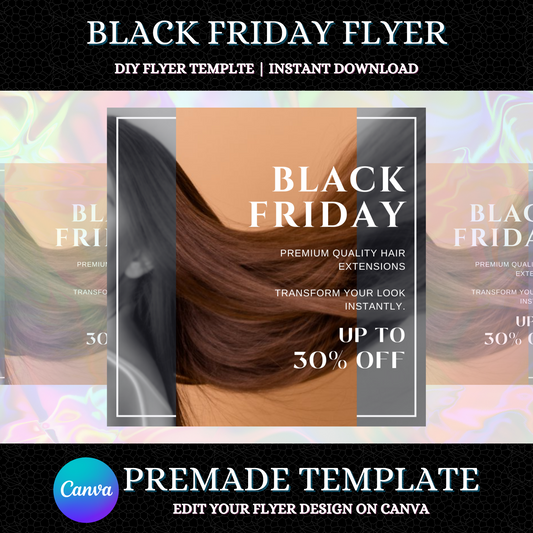 Black Friday Hair Extension Post Template | Social Media Flyer