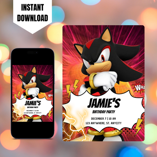 Shadow the Hedgehog Birthday Invitation Template