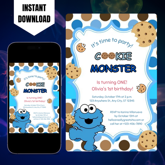 Cookie Monster Birthday Invitation Template