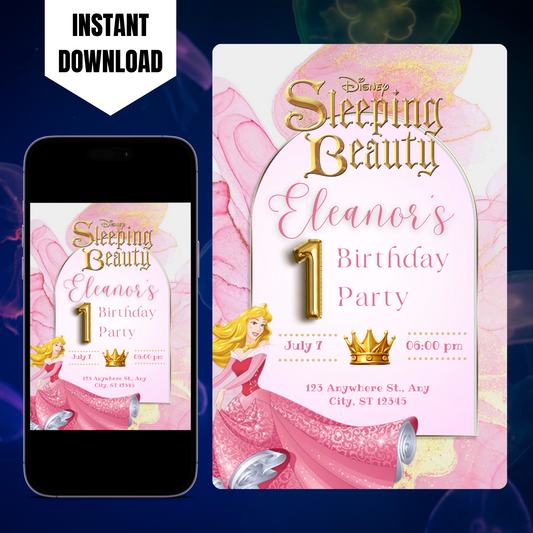 Sleeping Beauty Birthday Invitation Template