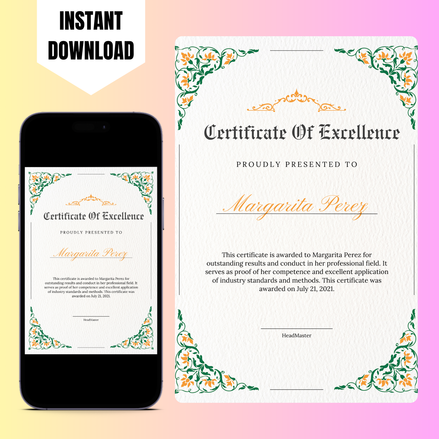 Certificate of Excellence Template | Excellence Certificate