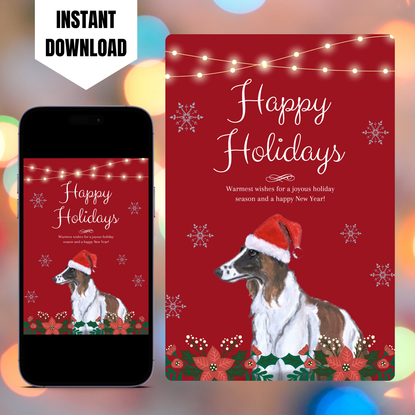 Borzoi Christmas Invitation Template