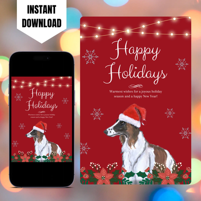 Borzoi Christmas Invitation Template CreativeRino