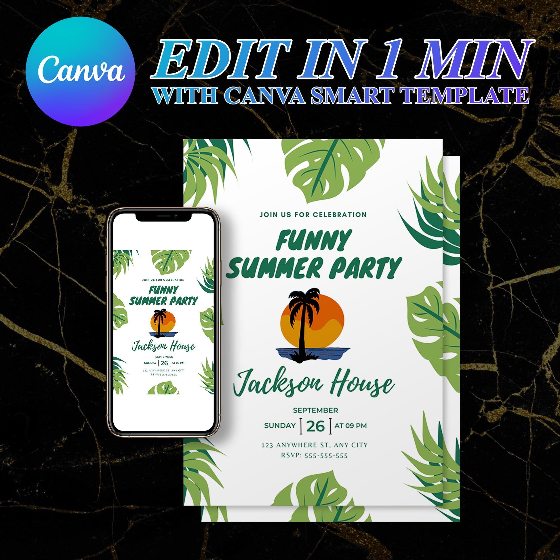 Funny Summer Party Invite | Summer Party Invitation Canva Template CreativeRino