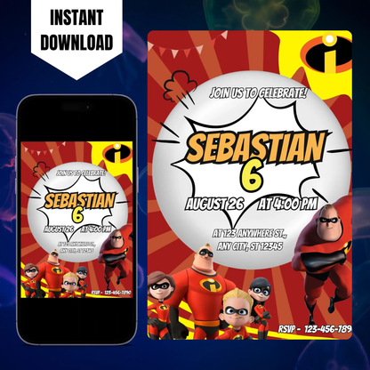 The Incredibles Birthday Invitation Template CreativeRino