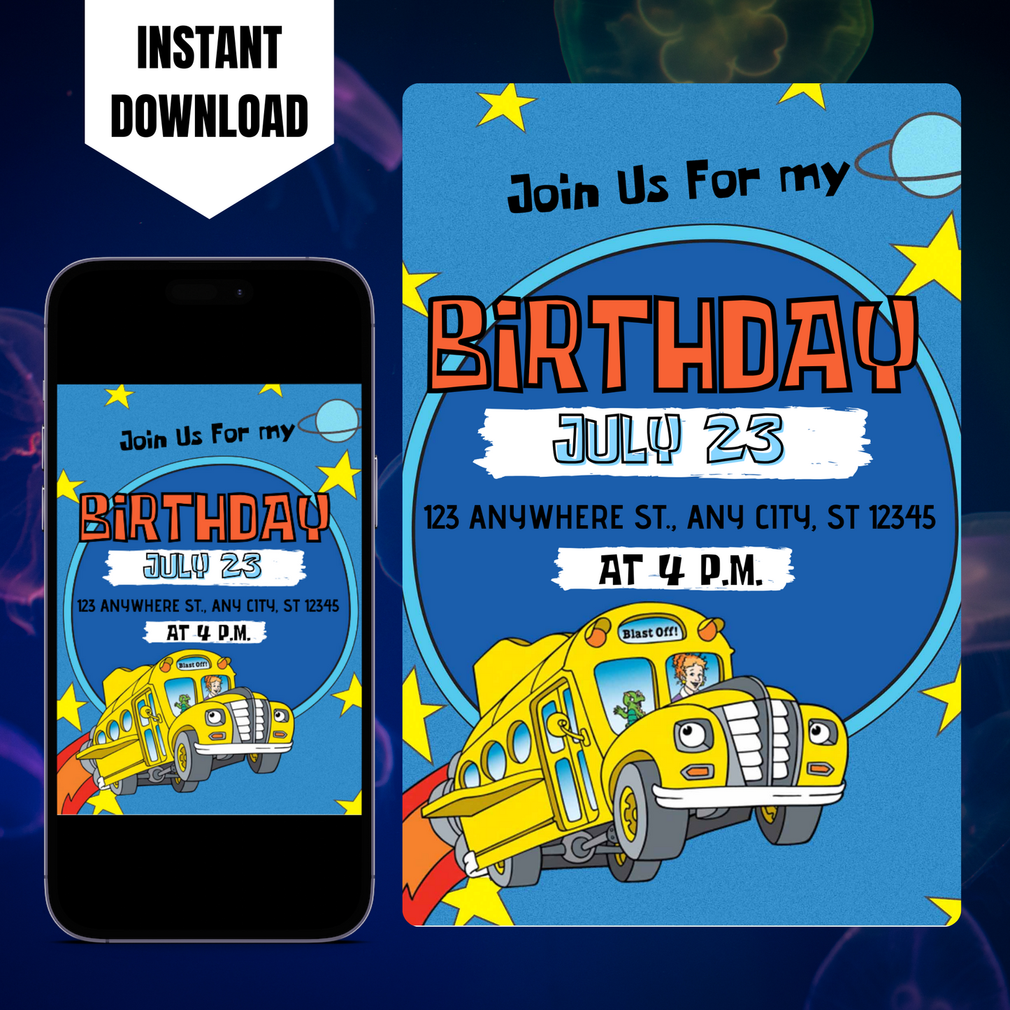 The Magic School Bus Birthday Invitation Template