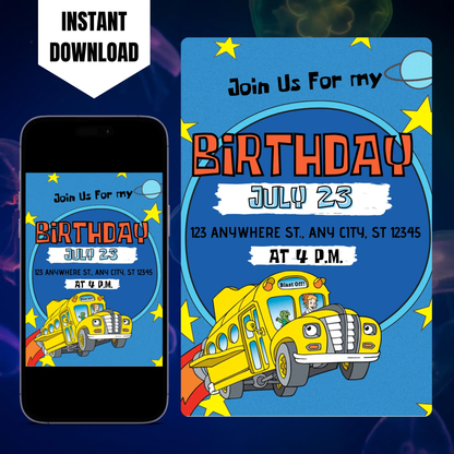 The Magic School Bus Birthday Invitation Template CreativeRino