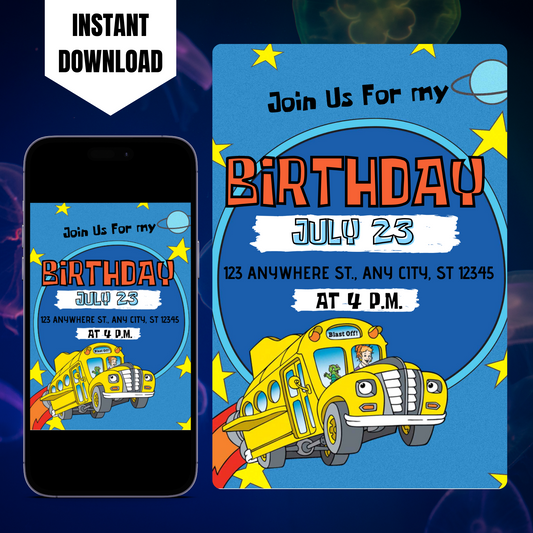 The Magic School Bus Birthday Invitation Template