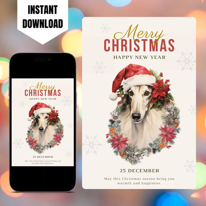 Borzoi Christmas Invitation Template CreativeRino