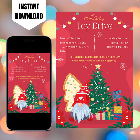 Christmas Toy Drive Flyer Template | Holiday Toy Drive Invitation