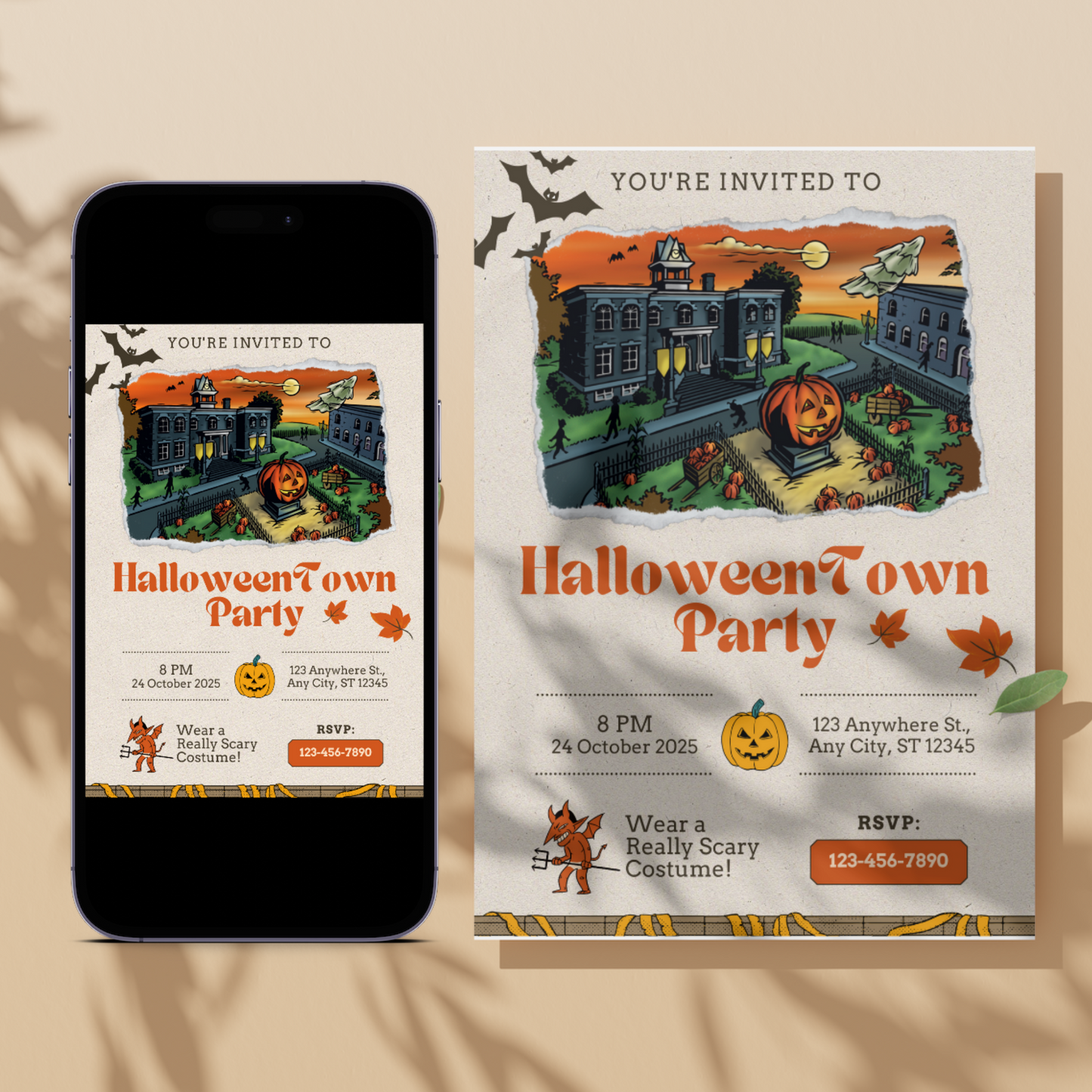 Halloweentown Party Invitation Template | Retro Halloweentown University Est 1998