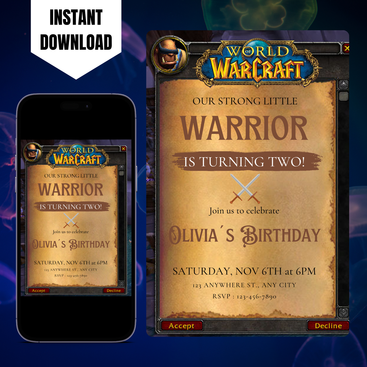 World of Warcraft Birthday Invitation Template