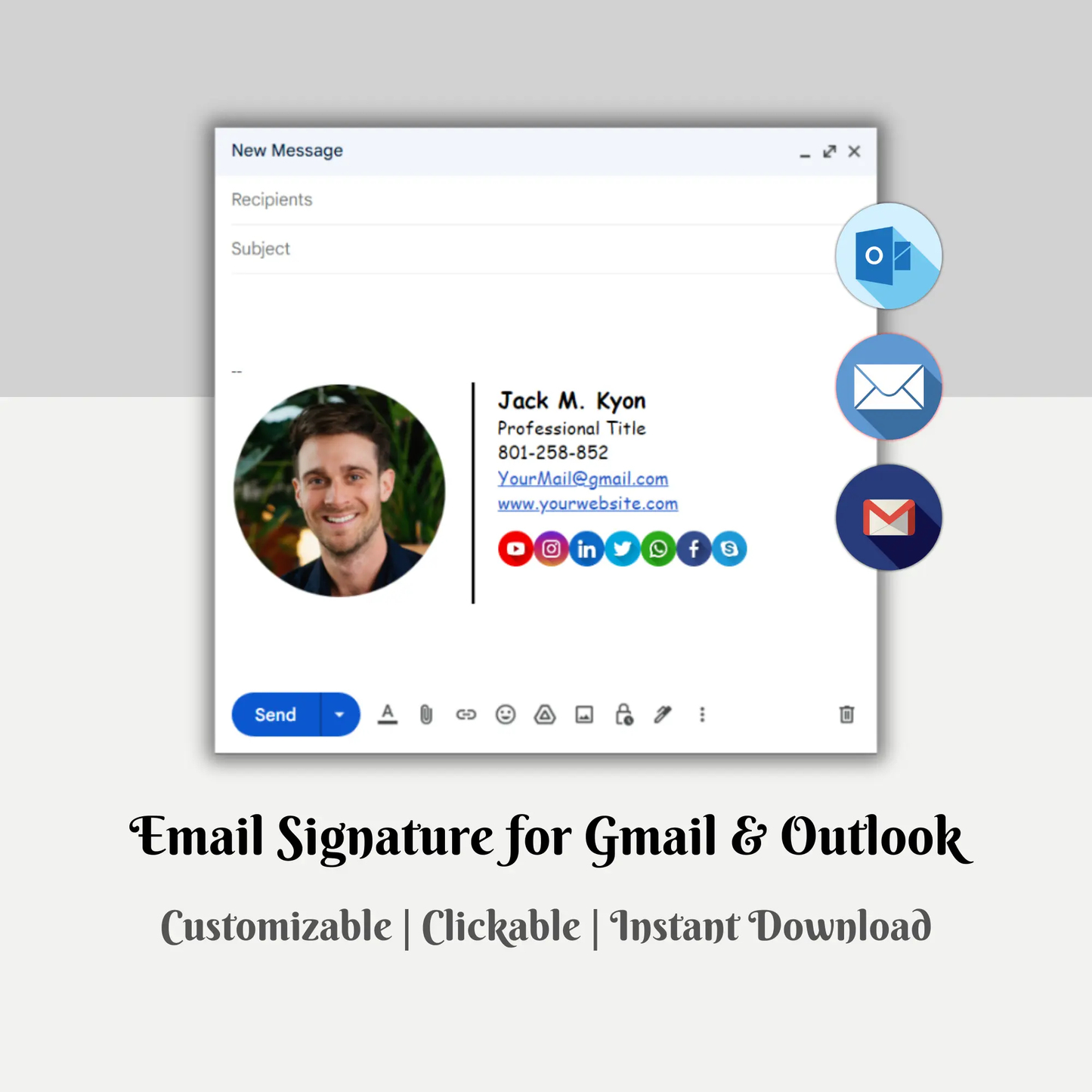 Outlook Gmail Email Signature Design Template CreativeRino