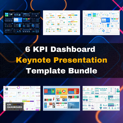 6 KPI Dashboard Keynote Presentation Template Bundle | Editable KPI Dashboard Template CreativeRino