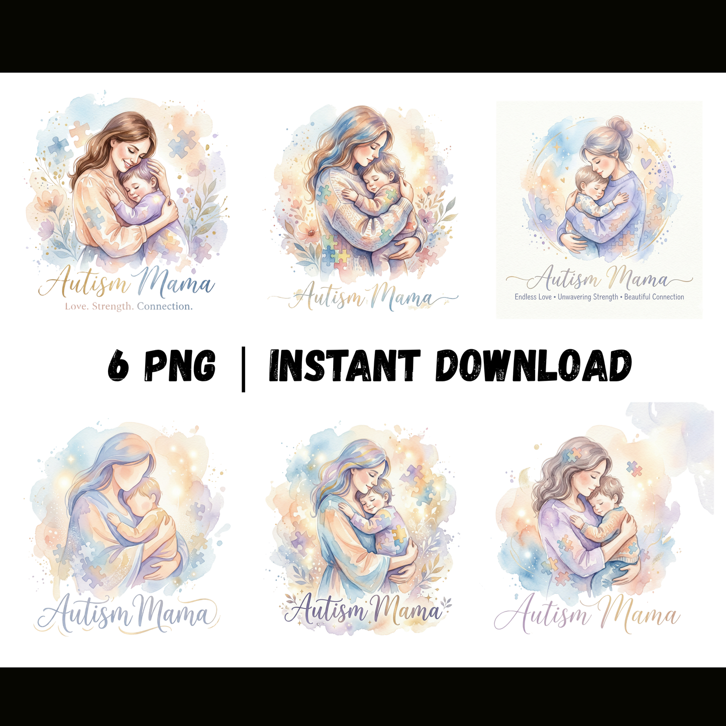 Autism Mama PNG | Autism Awareness | Watercolor style Trendy Designs CreativeRino
