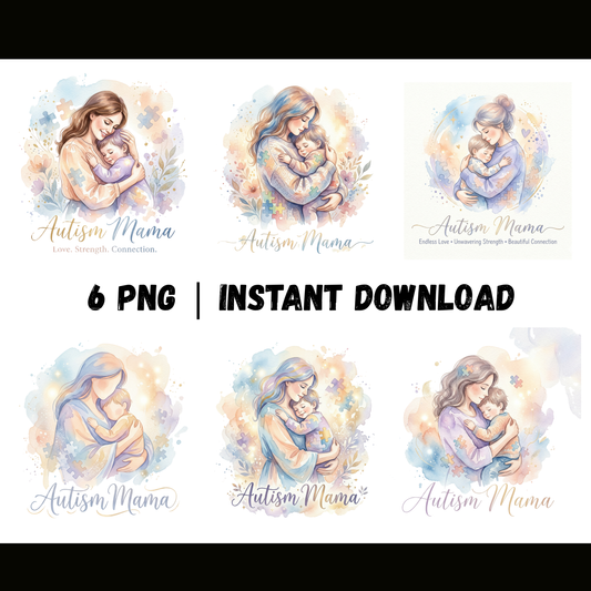 Autism Mama PNG | Autism Awareness | Watercolor style Trendy Designs CreativeRino