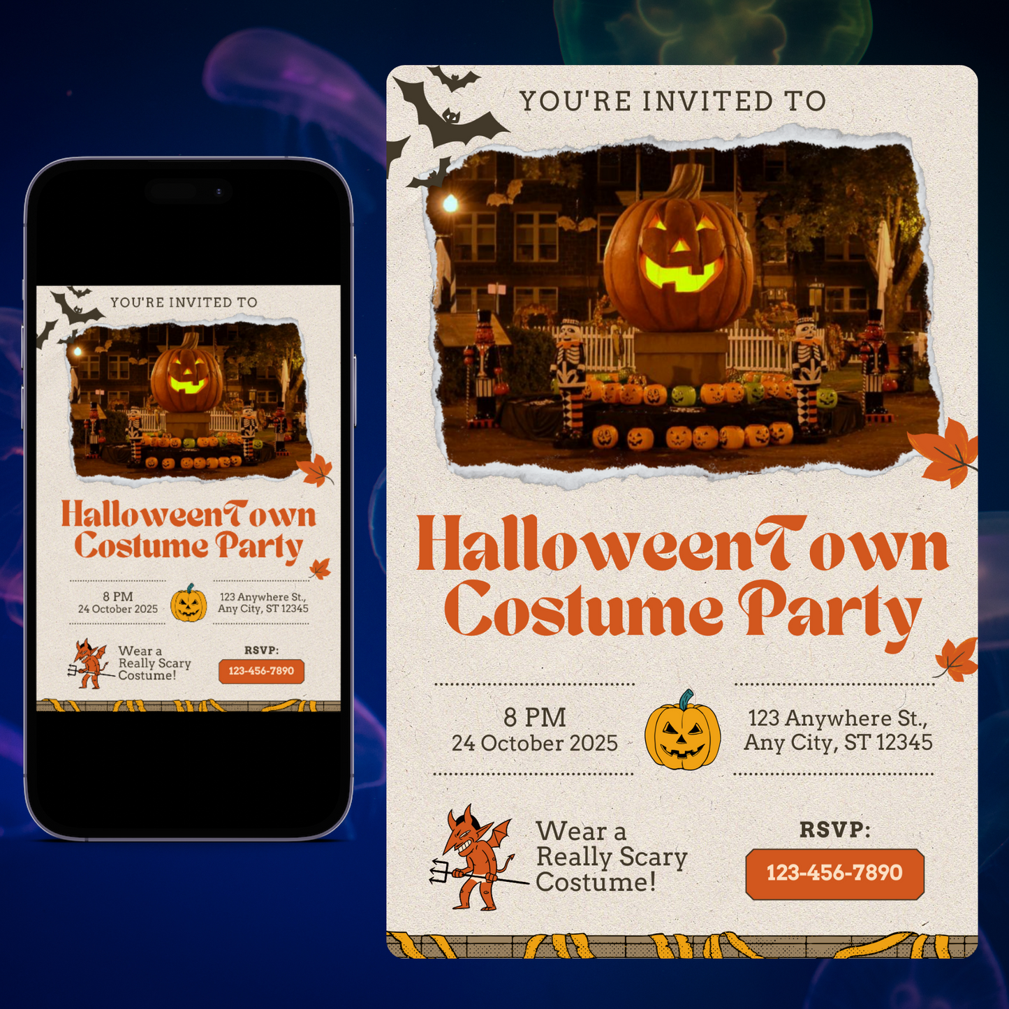 Spirit of Halloweentown Costume Party Invitation Template