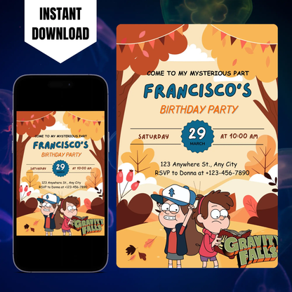 Gravity Falls Birthday Invitation Template CreativeRino