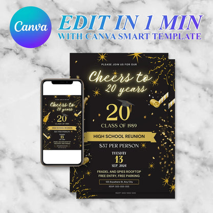 School Reunion Flyer Template | High School Reunion Invitation CreativeRino