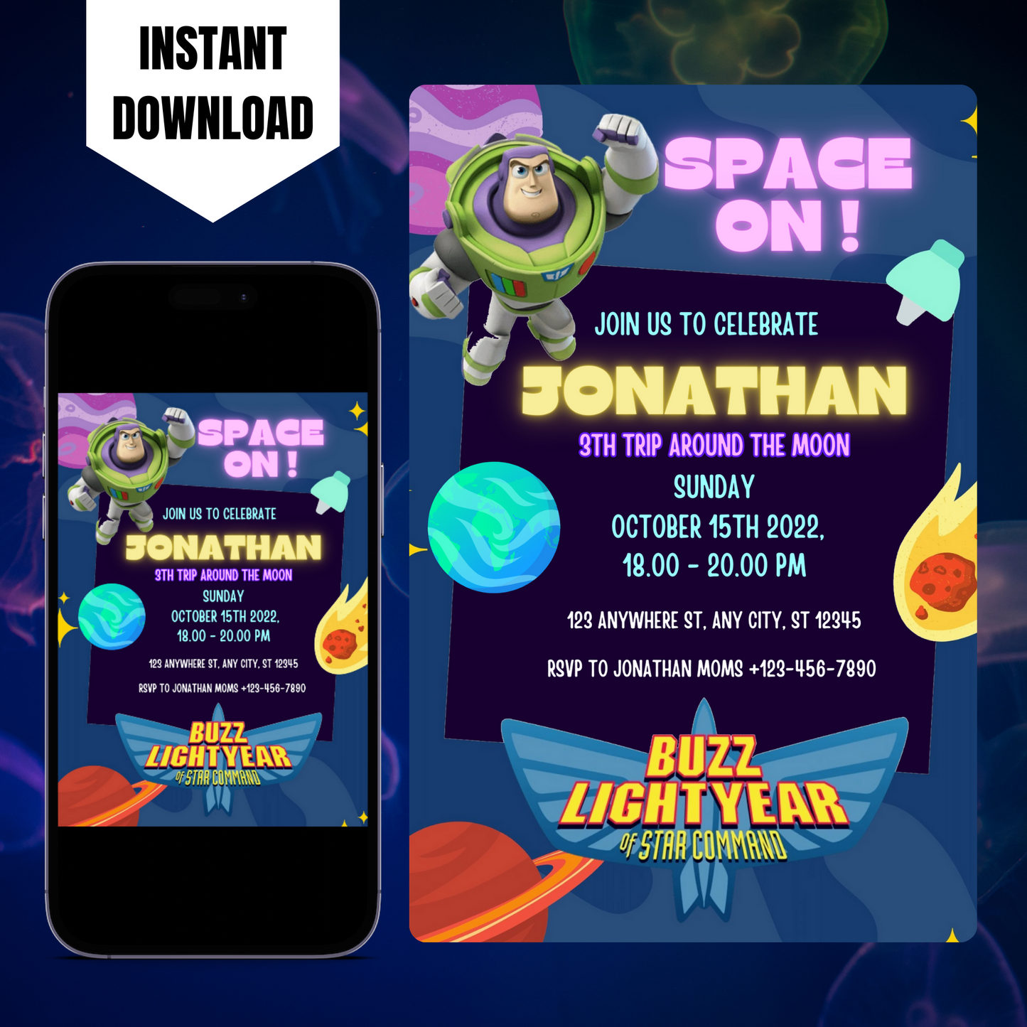 Buzz Lightyear Birthday Invitation Template