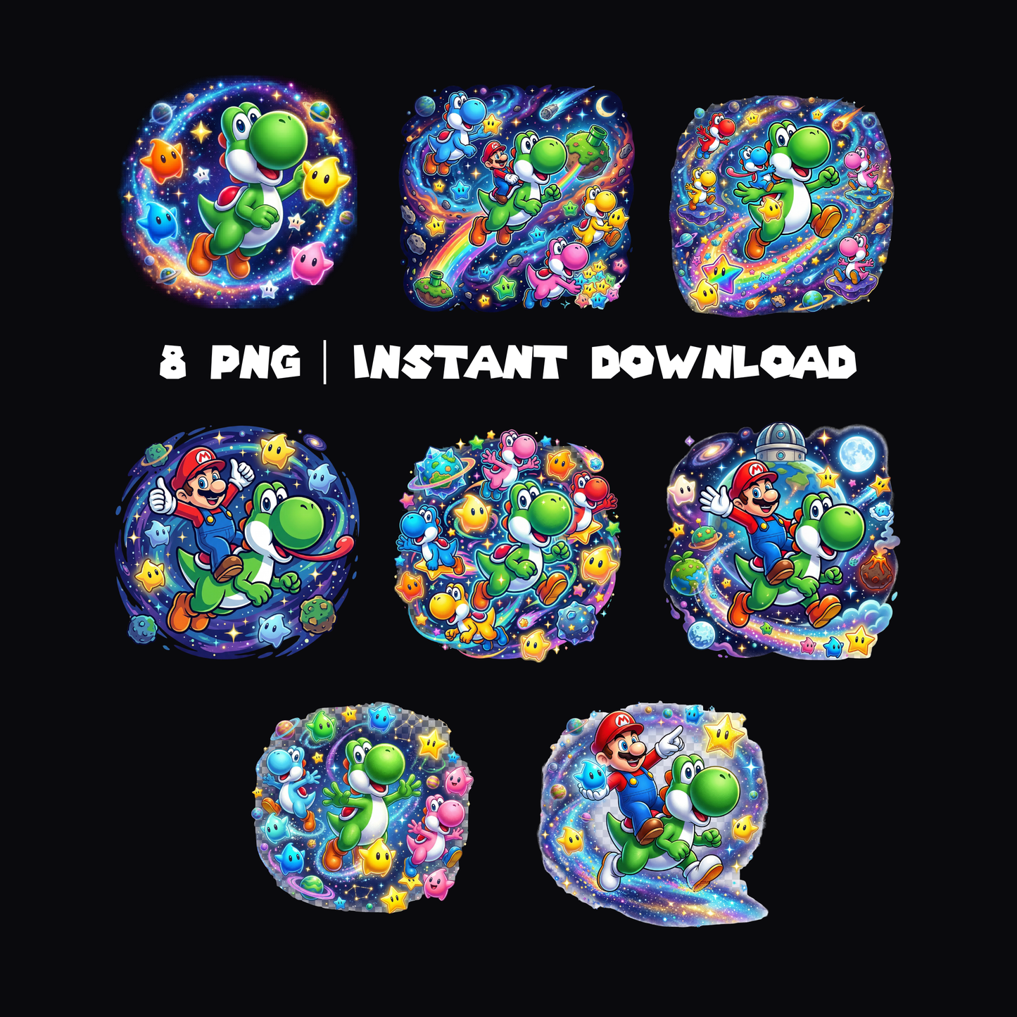 Yoshi PNG - Super Mario Galaxy PNG | Mario Space Theme Clipart CreativeRino