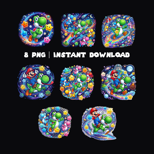 Yoshi PNG - Super Mario Galaxy PNG | Mario Space Theme Clipart CreativeRino