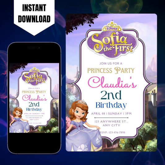 Sofia the First Birthday Invitation Template