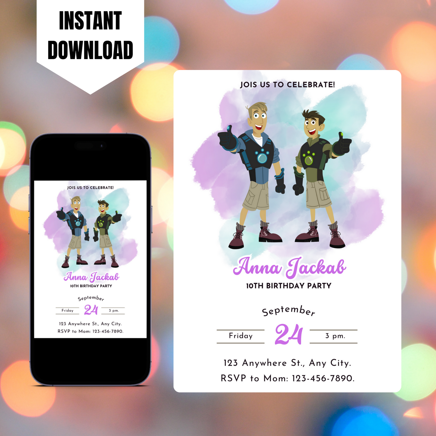 Wild Kratts Birthday Invitation Template