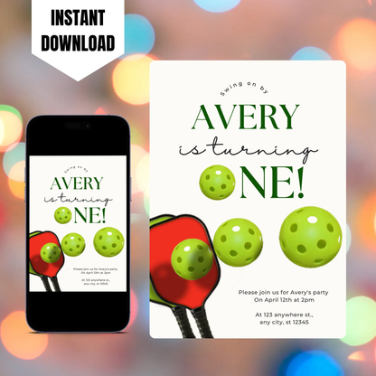 Pickleball Birthday Invitation Template CreativeRino