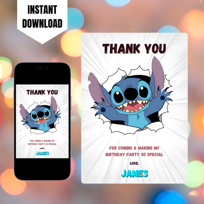 Stitch Thank You Card Template CreativeRino