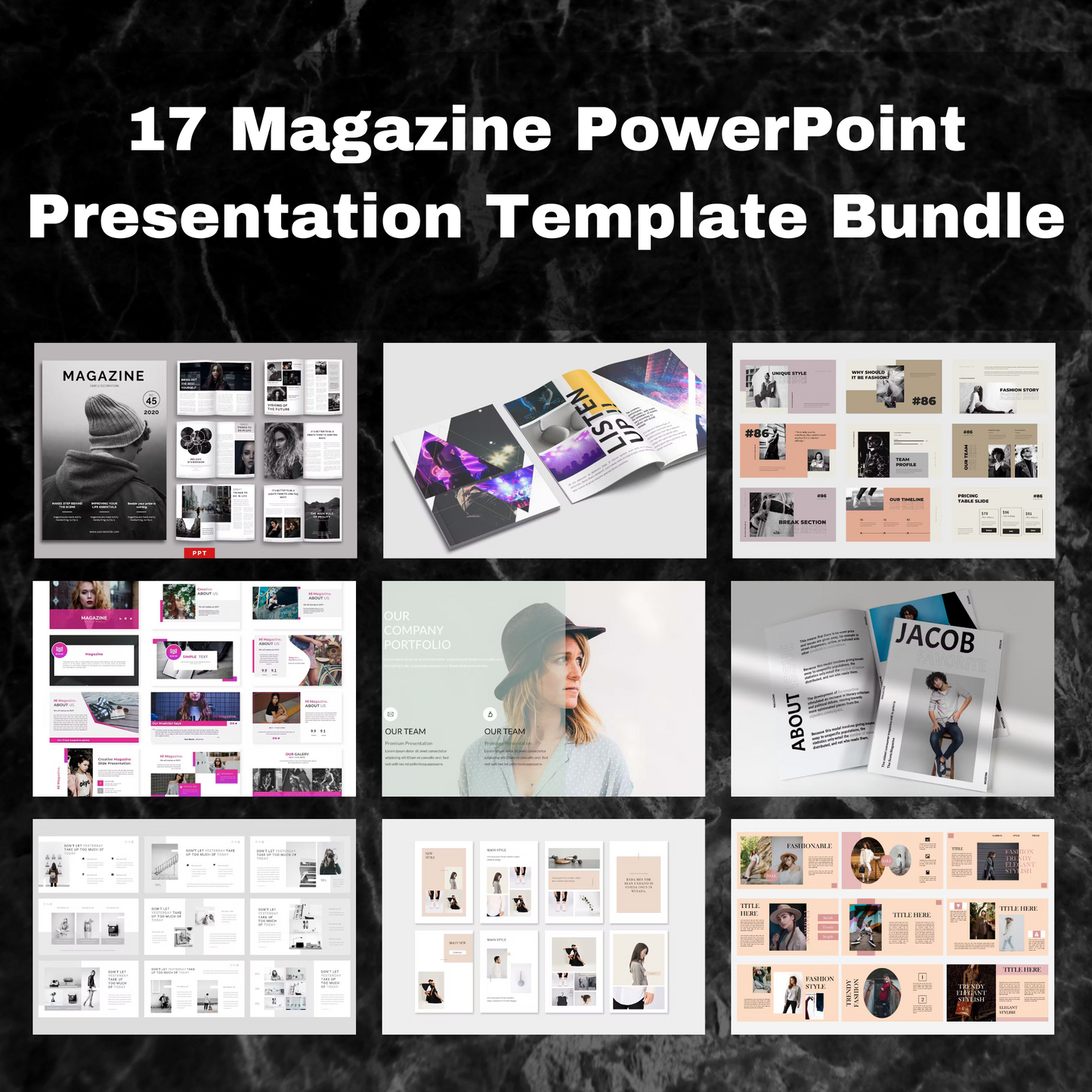 17 Magazine Powerpoint Presentation Template Bundle | Magazine Style Business PowerPoint Template