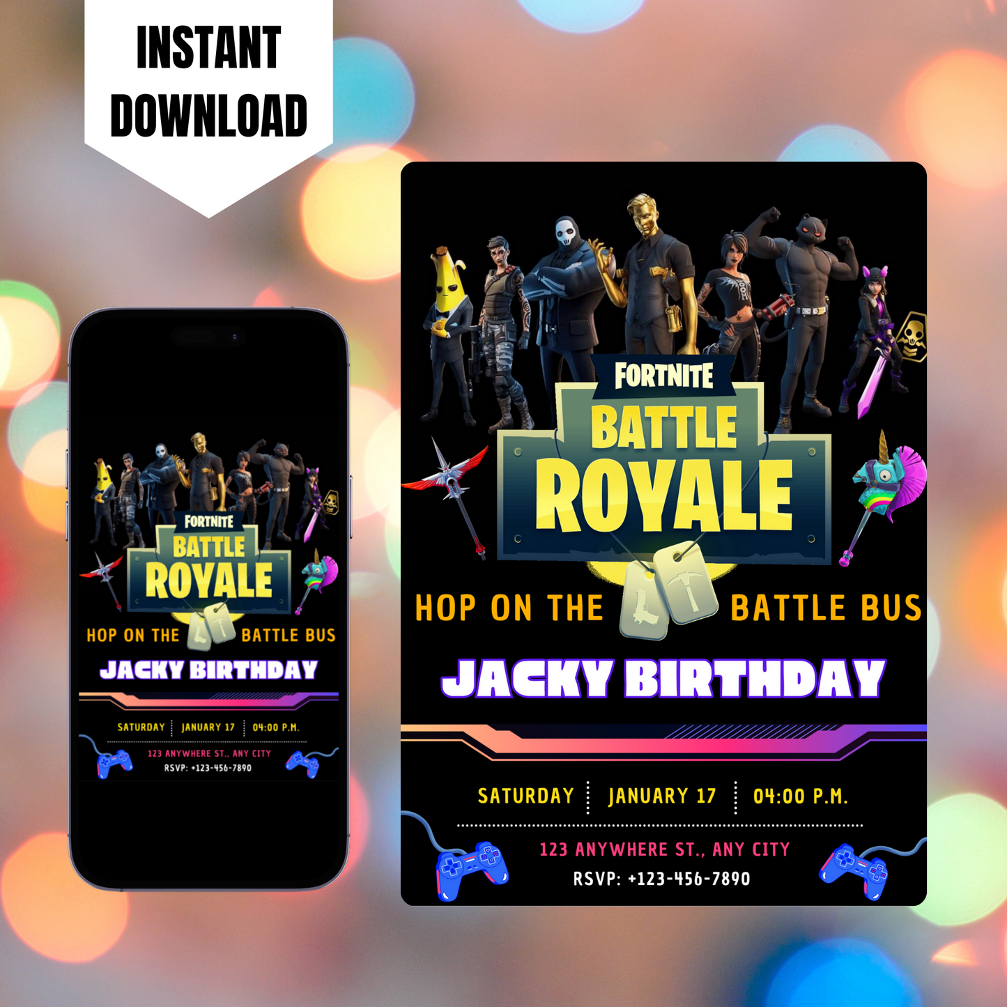 Fortnite Battle Royale Birthday Invitation Template