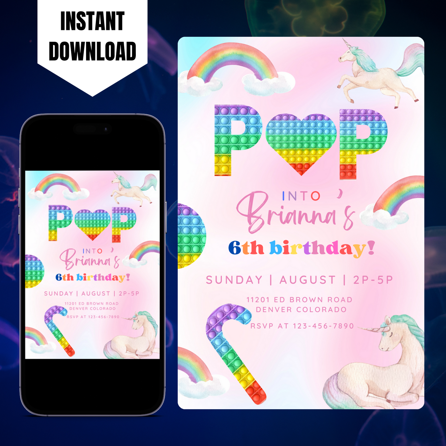 Pop It Birthday Invitation Template