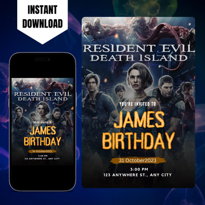 Resident Evil Death Island Birthday Invitation Template CreativeRino