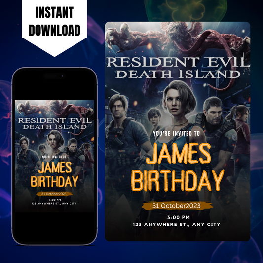 Resident Evil Death Island Birthday Invitation Template