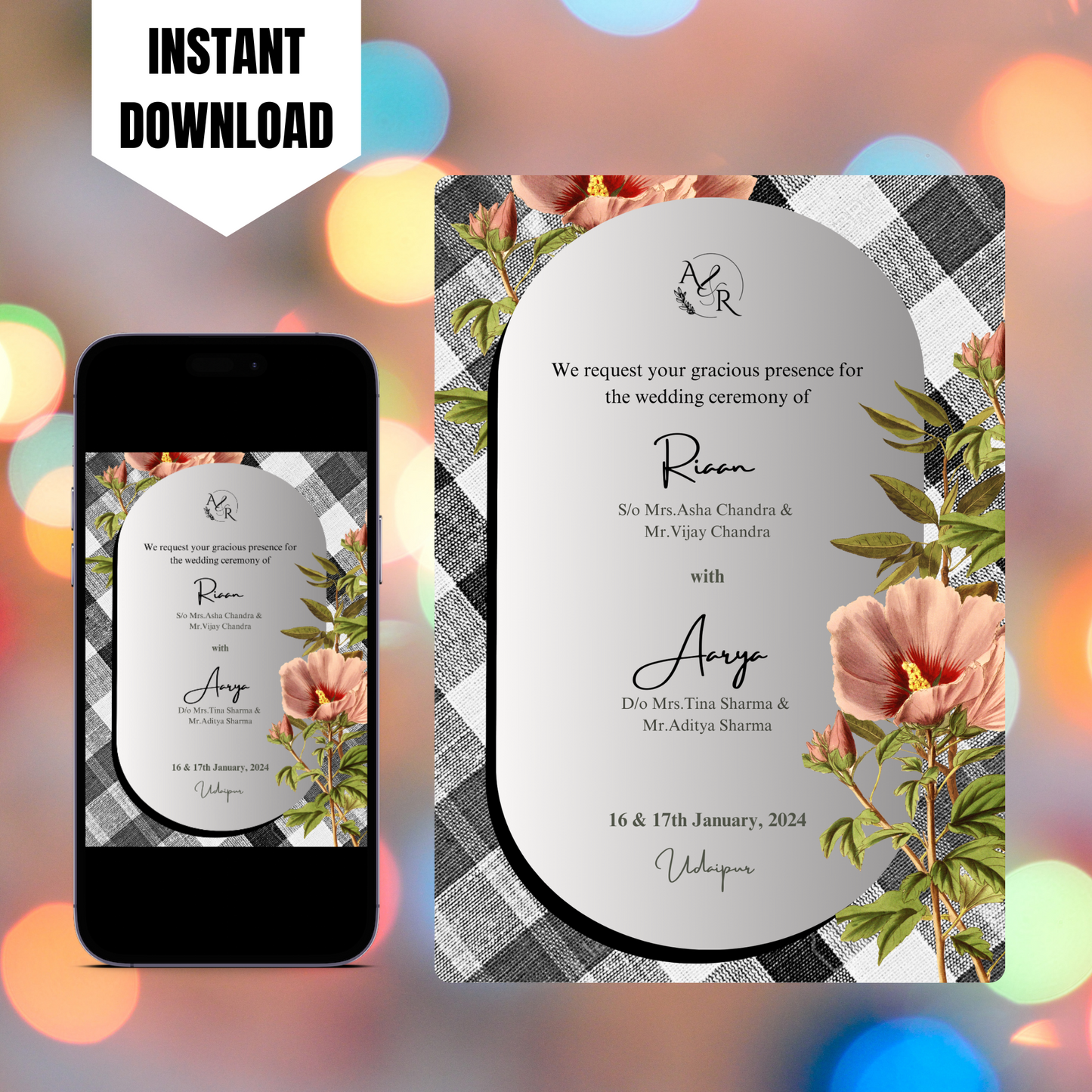 Anthurium Wedding Invitation Template