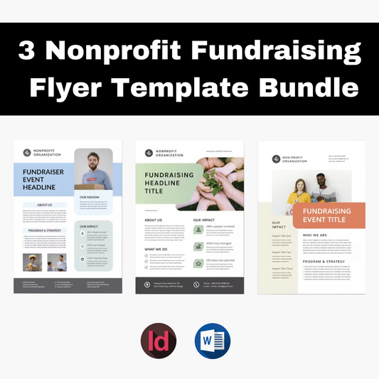 3 Nonprofit Fundraising Flyer Template Bundle | Nonprofit Organization Profile Template | Charity Fundraiser Event Sponsorship