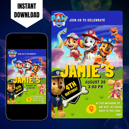 Paw Patrol Birthday Invitation Template CreativeRino