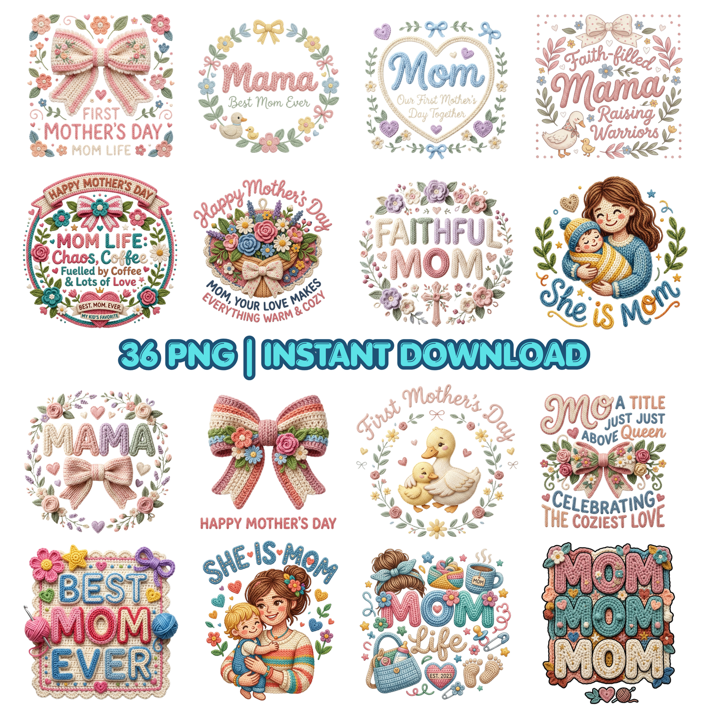 Mother’s Day PNG Design – Floral Mom Quote Sublimation File | Instant Download CreativeRino